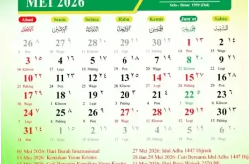 Kalender Mei 2026: Informasi Lengkap tentang Libur Sekolah, Tanggal Merah, dan Cuti Bersama